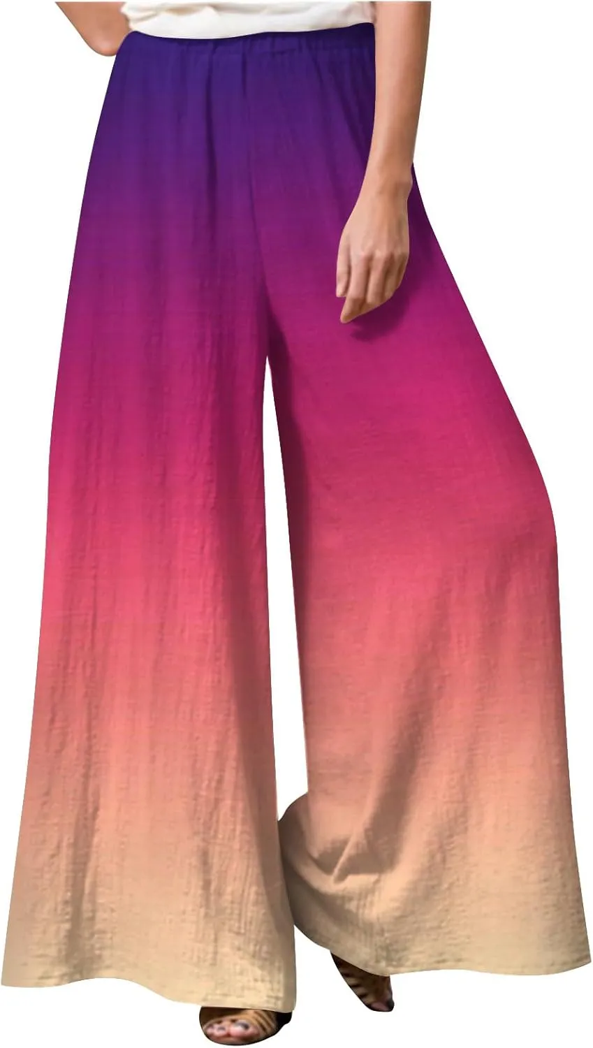 2025 Beach Vacation Drawstring Flowy Pants That Look Like Skirts- Gauze Summer Pants for Women Boho Trousers