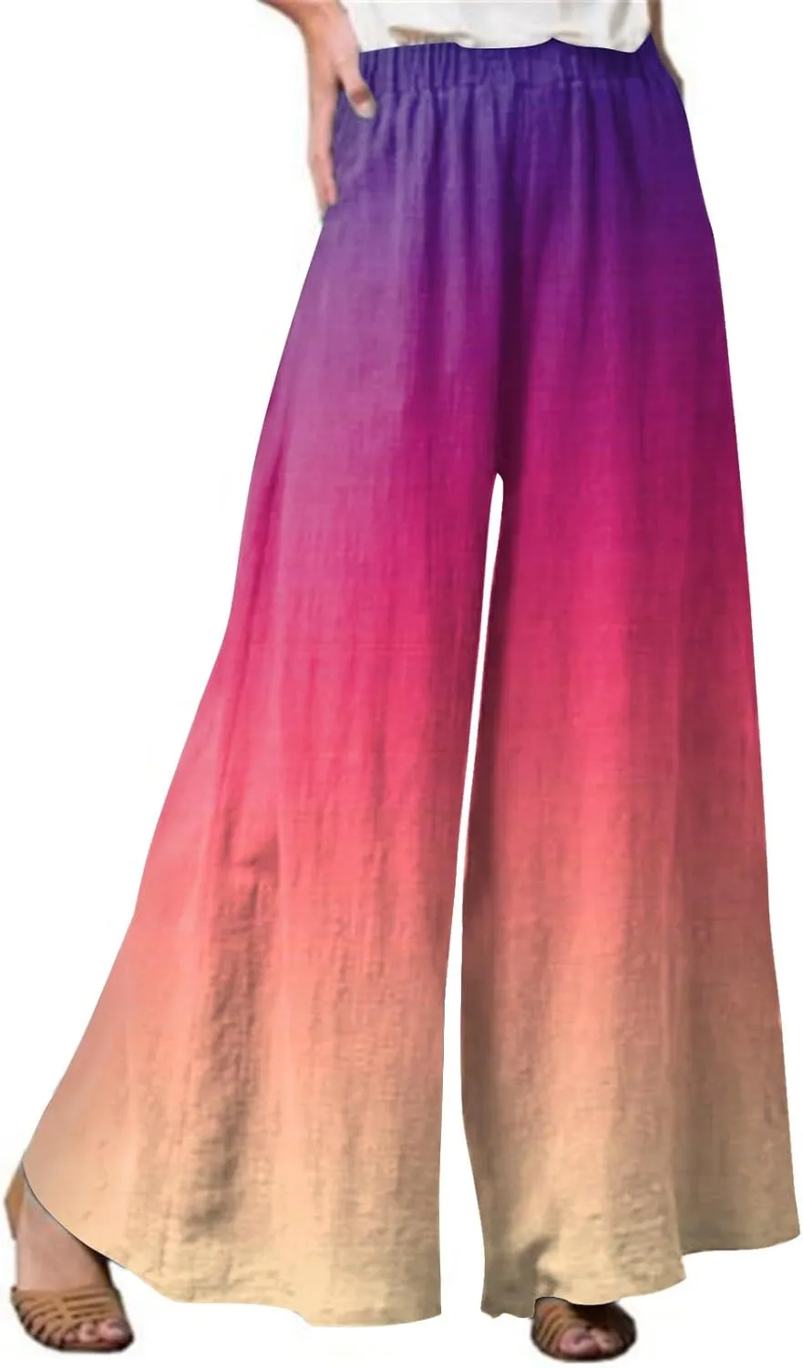 2025 Beach Vacation Drawstring Flowy Pants That Look Like Skirts- Gauze Summer Pants for Women Boho Trousers