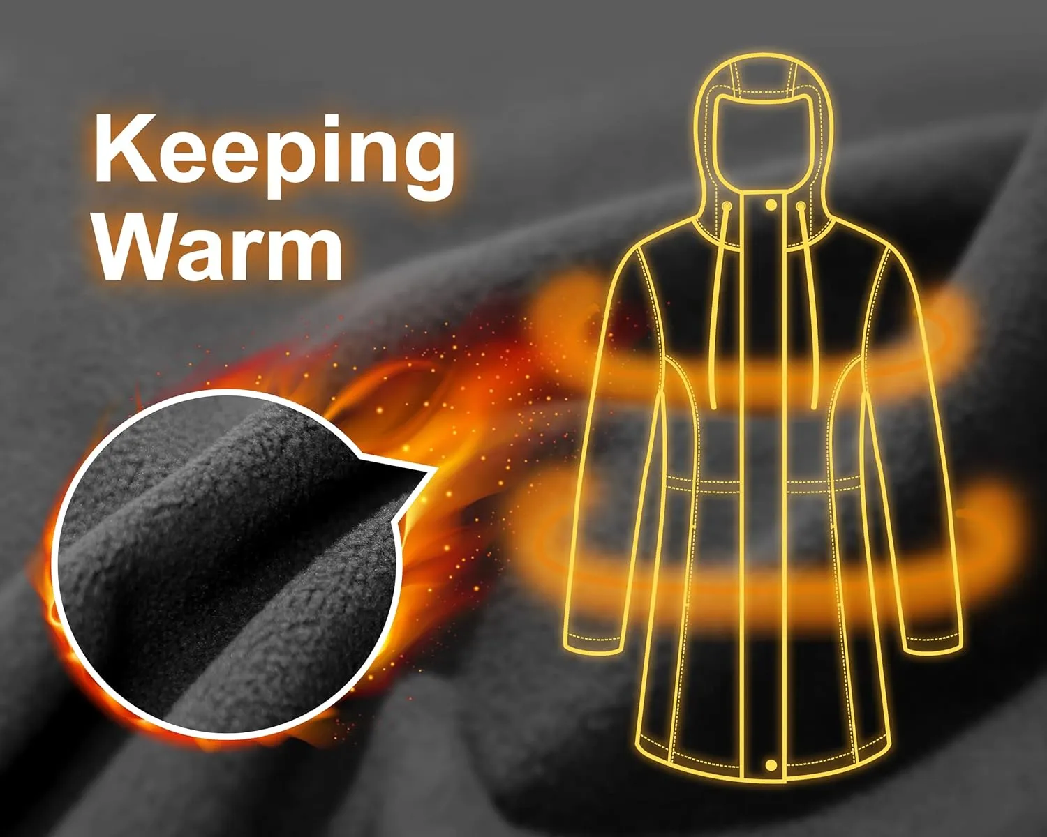 33,000ft Women's Softshell Long Jacket with Hood Fleece Lined Windproof Warm up Waterproof Windbreaker