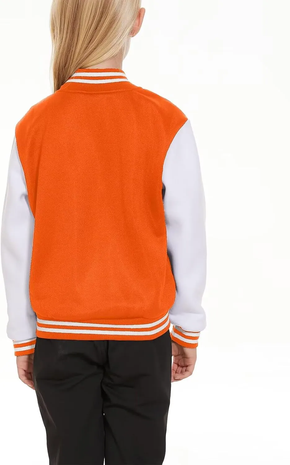 ACEFAST INC Kids Baseball Jacket School Varsity Uniform Casual Sweatshirt Girls Sweater Jacket Baseball Solid Color