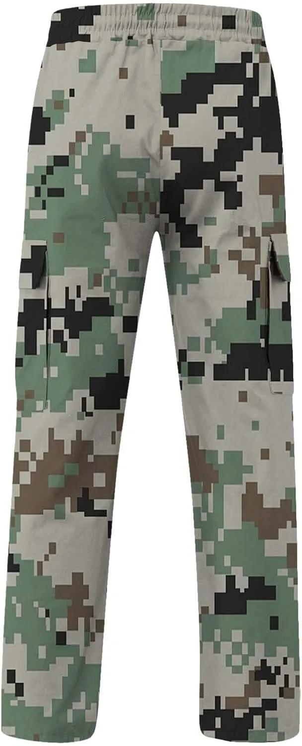 Alalaso Mens Cargo Pants Casual Cotton Jogger Multi Pockets Outdoor Hiking Work Sweatpants