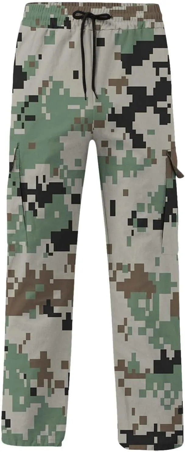 Alalaso Mens Cargo Pants Casual Cotton Jogger Multi Pockets Outdoor Hiking Work Sweatpants