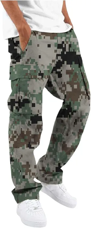 Alalaso Mens Cargo Pants Casual Cotton Jogger Multi Pockets Outdoor Hiking Work Sweatpants