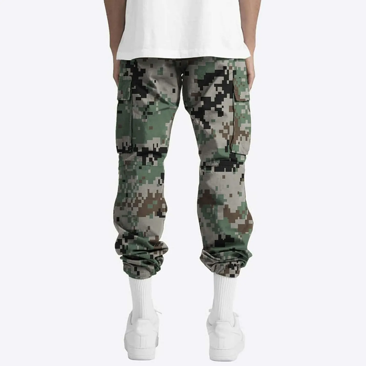 Alalaso Mens Cargo Pants Casual Cotton Jogger Multi Pockets Outdoor Hiking Work Sweatpants