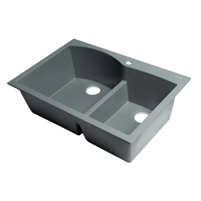 ALFI Brand 33" Double Bowl Drop In Granite Composite Kitchen Sink