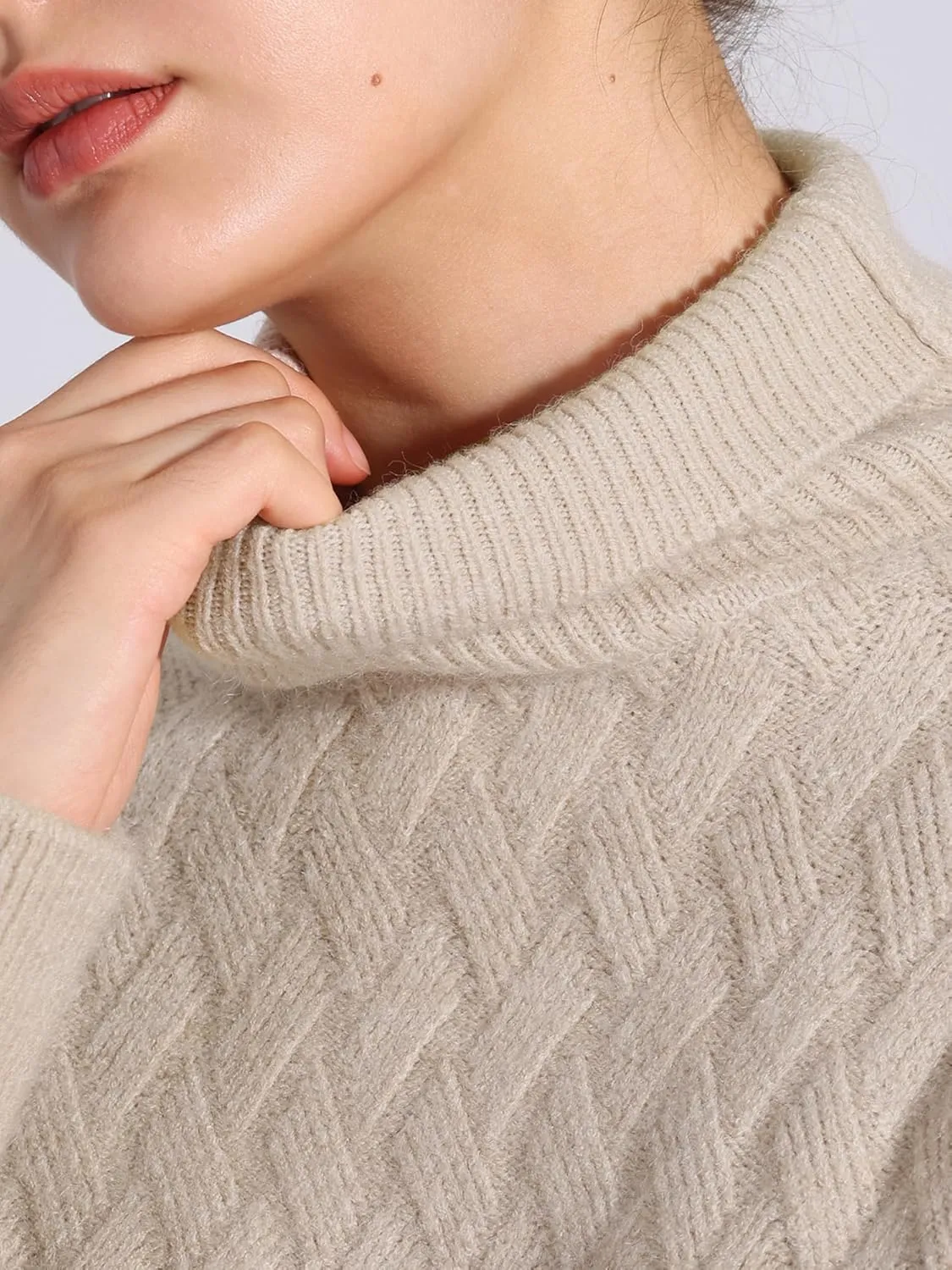 Allegra K Ribbed Sweater for Women's High Neck Long Sleeve Stretch Winter Knit Turtleneck Top