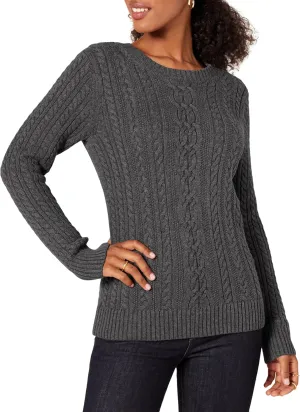 Amazon Essentials Women's Fisherman Cable Long-Sleeve Crewneck Sweater (Available in Plus Size)