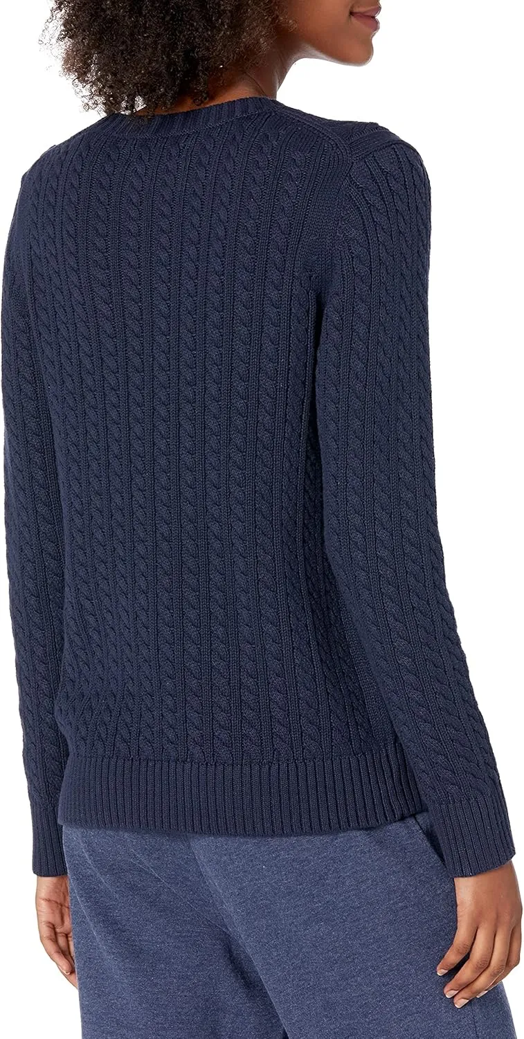 Amazon Essentials Women's Fisherman Cable Long-Sleeve Crewneck Sweater (Available in Plus Size)
