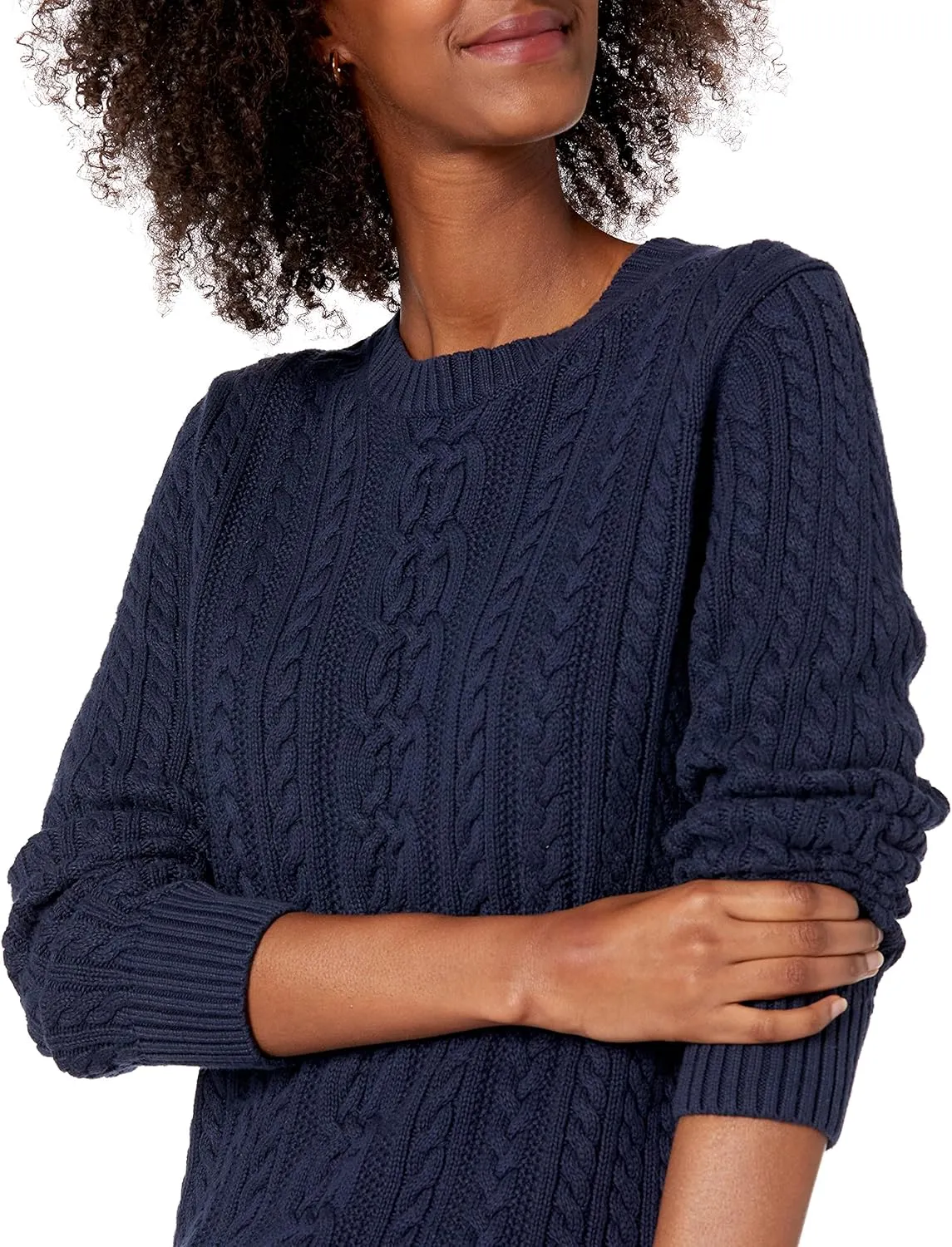 Amazon Essentials Women's Fisherman Cable Long-Sleeve Crewneck Sweater (Available in Plus Size)