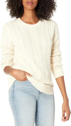 Amazon Essentials Women's Fisherman Cable Long-Sleeve Crewneck Sweater (Available in Plus Size)