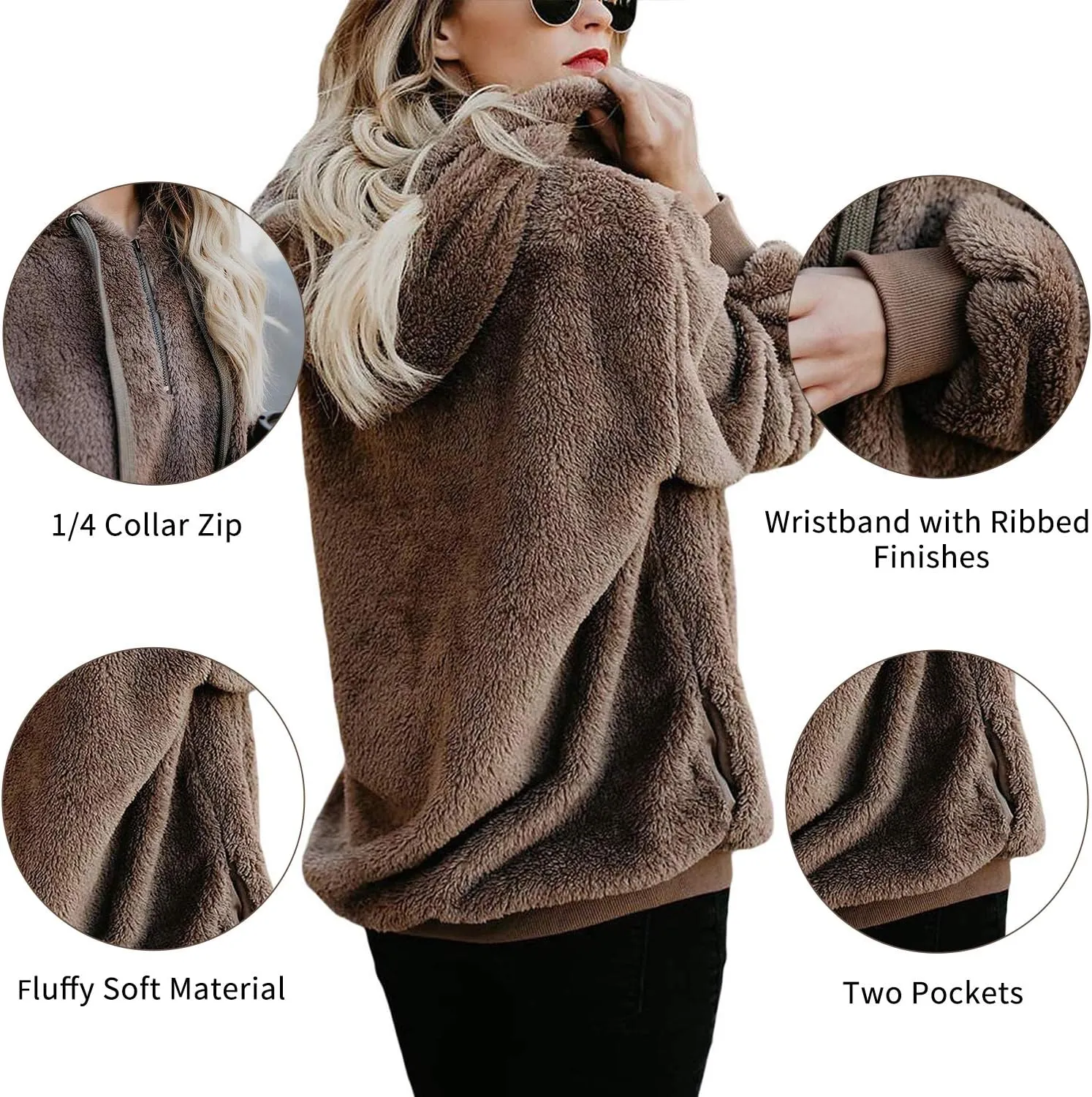 American Trends Oversized Sweatshirts for Women Athletic Womens Sherpa Hoodie Fluffy Women's Hoodies Pullover with Pockets