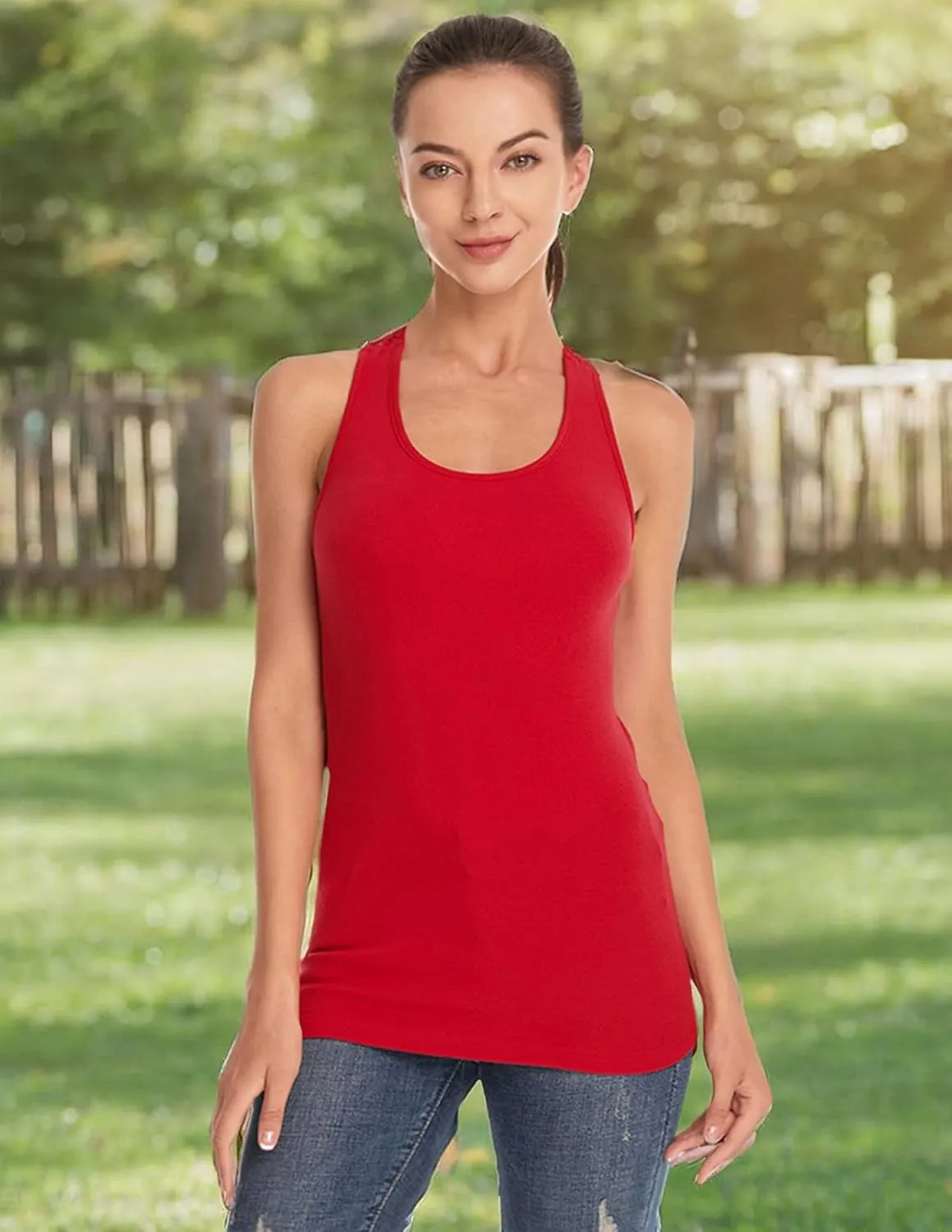 AmlieBoutik Women Scoop Neck Crochet Lace Eyelet Racerback Sleeveless Tank Top