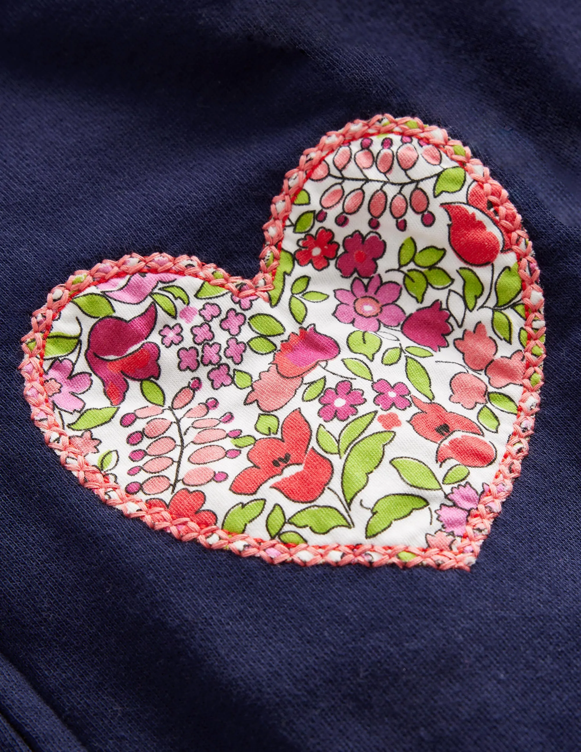 Applique Lined Hoodie-French Navy Hearts