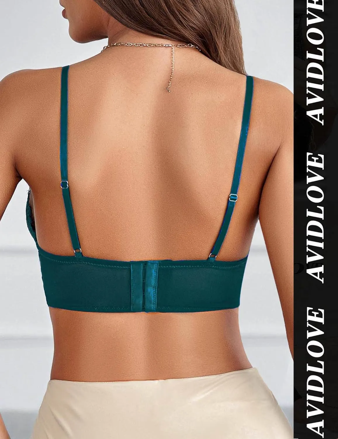 Avidlove Bralette Wireless Lace Camisole V-Neck Double-Layered Y2K Crop Top