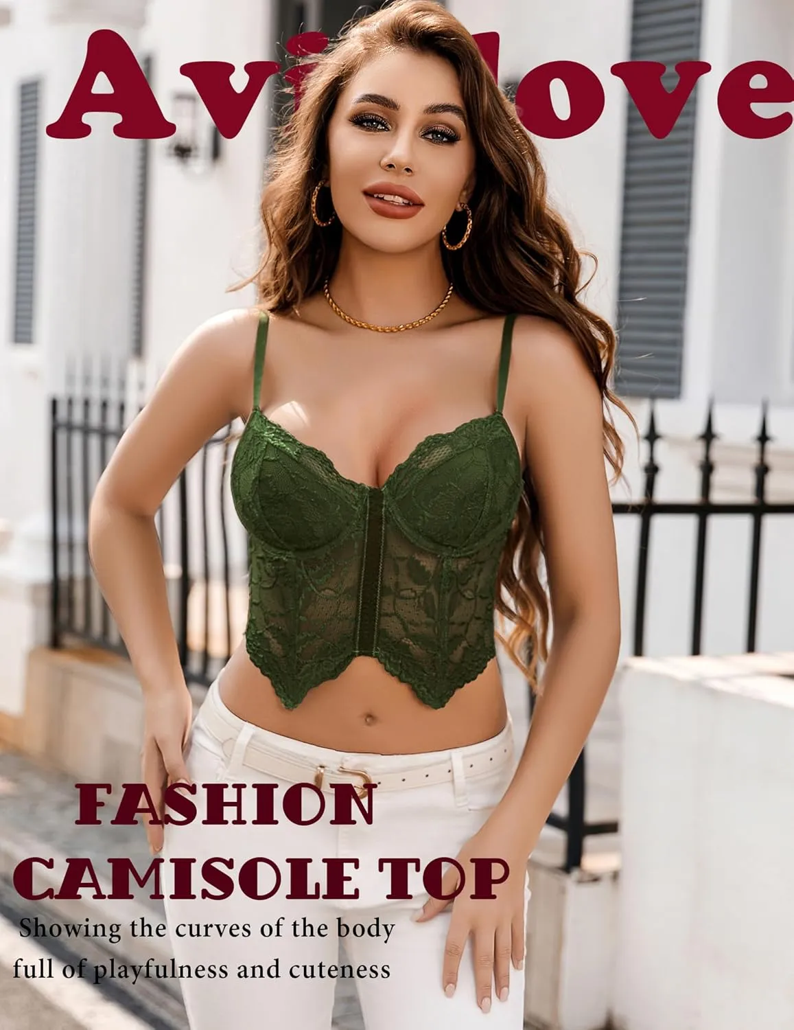 Avidlove Lace Bralettes for Women Y2k Camisole Lingerie Adjustable Strap Crop Top