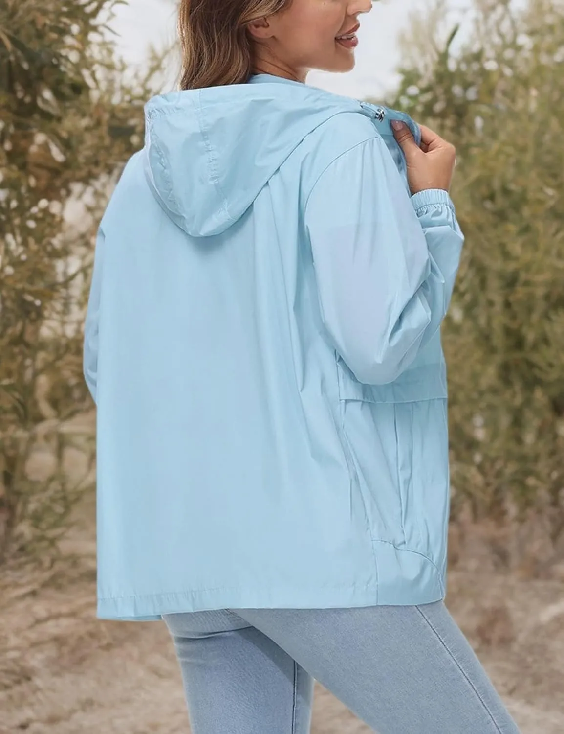 Avoogue Womens Waterproof Rain Jacket Lightweight Raincoat Packable Hooded Outdoor Windbreaker