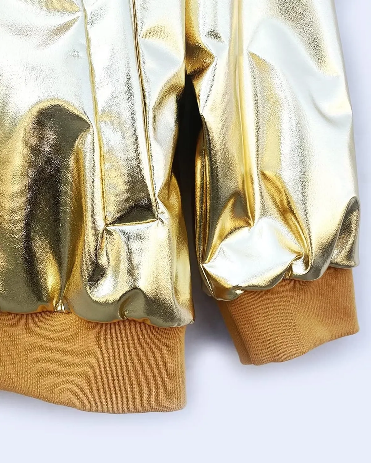 babyhealthy Men's Gold Varsity Jacket Metallic Jacket 70's Disco Bomber Jackets Christmas Party