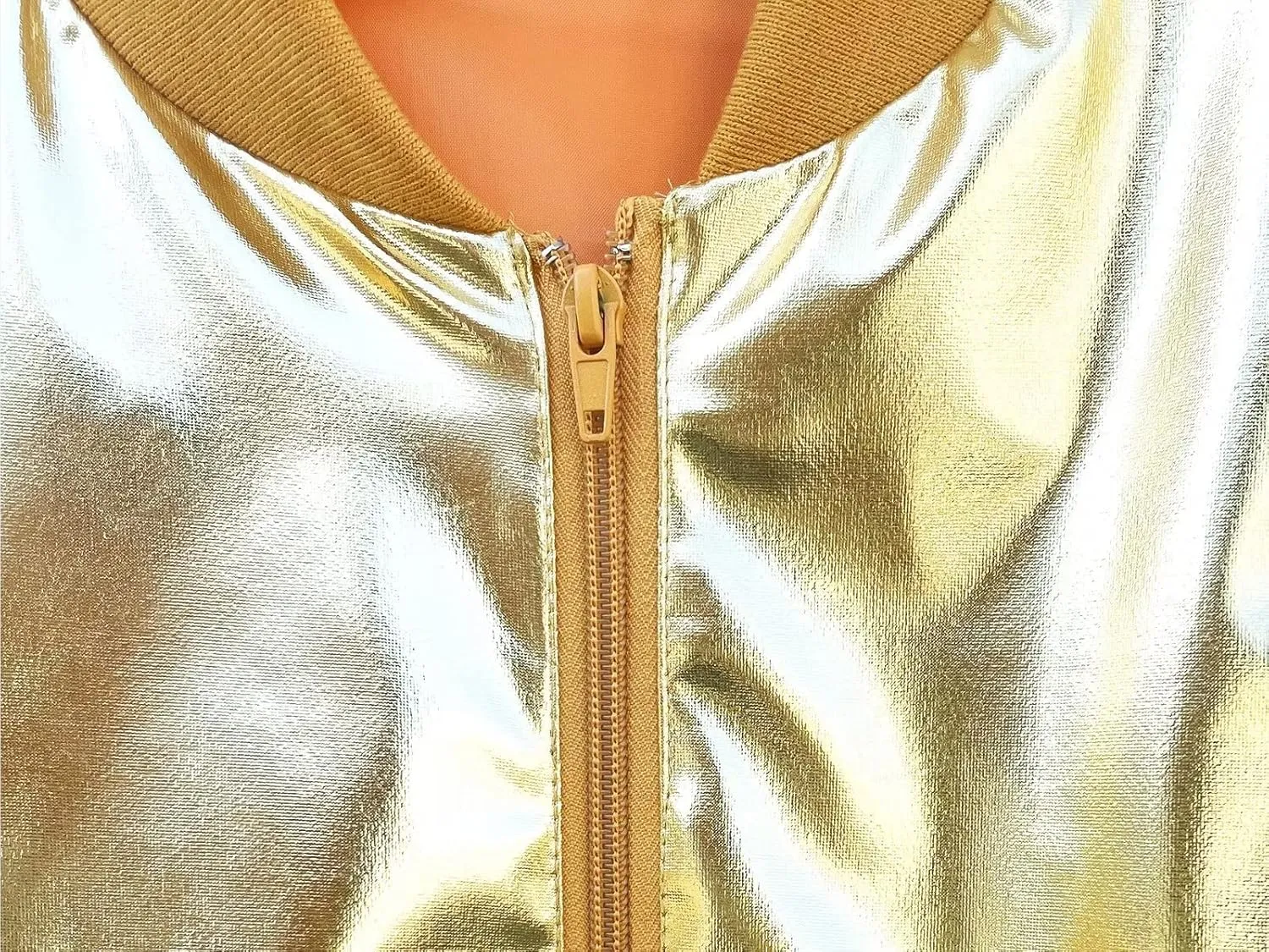 babyhealthy Men's Gold Varsity Jacket Metallic Jacket 70's Disco Bomber Jackets Christmas Party