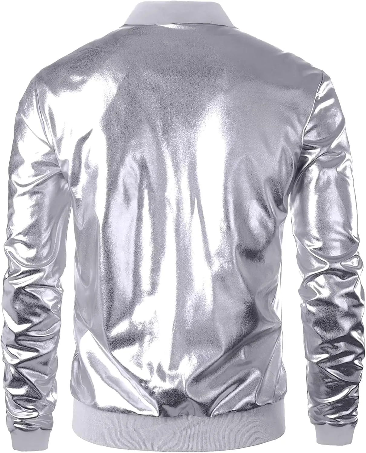 babyhealthy Men's Gold Varsity Jacket Metallic Jacket 70's Disco Bomber Jackets Christmas Party