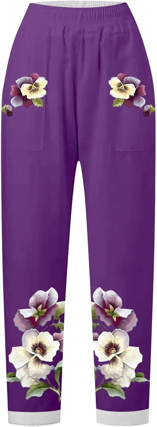 Baggy Linen Pants Women Pockets Spring Cotton Pants Women Summer Womens Palazzo Pants Plus Size