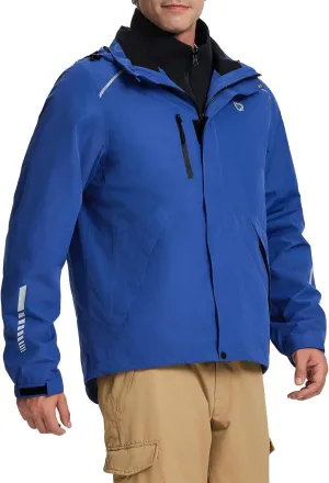baleaf Men's Rain Jacket 3 In 1 Winter Ski Waterproof Windbreaker Hooded Reflective Packable with Polar Fleece Jacket
