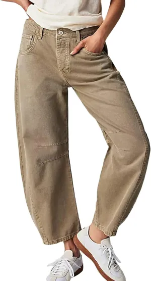Barrel Jeans for Women Stretchy Trendy High Waisted Baggy Denim Trouser Y2K Wide Leg Boyfriend Streetwear Ankle Pants