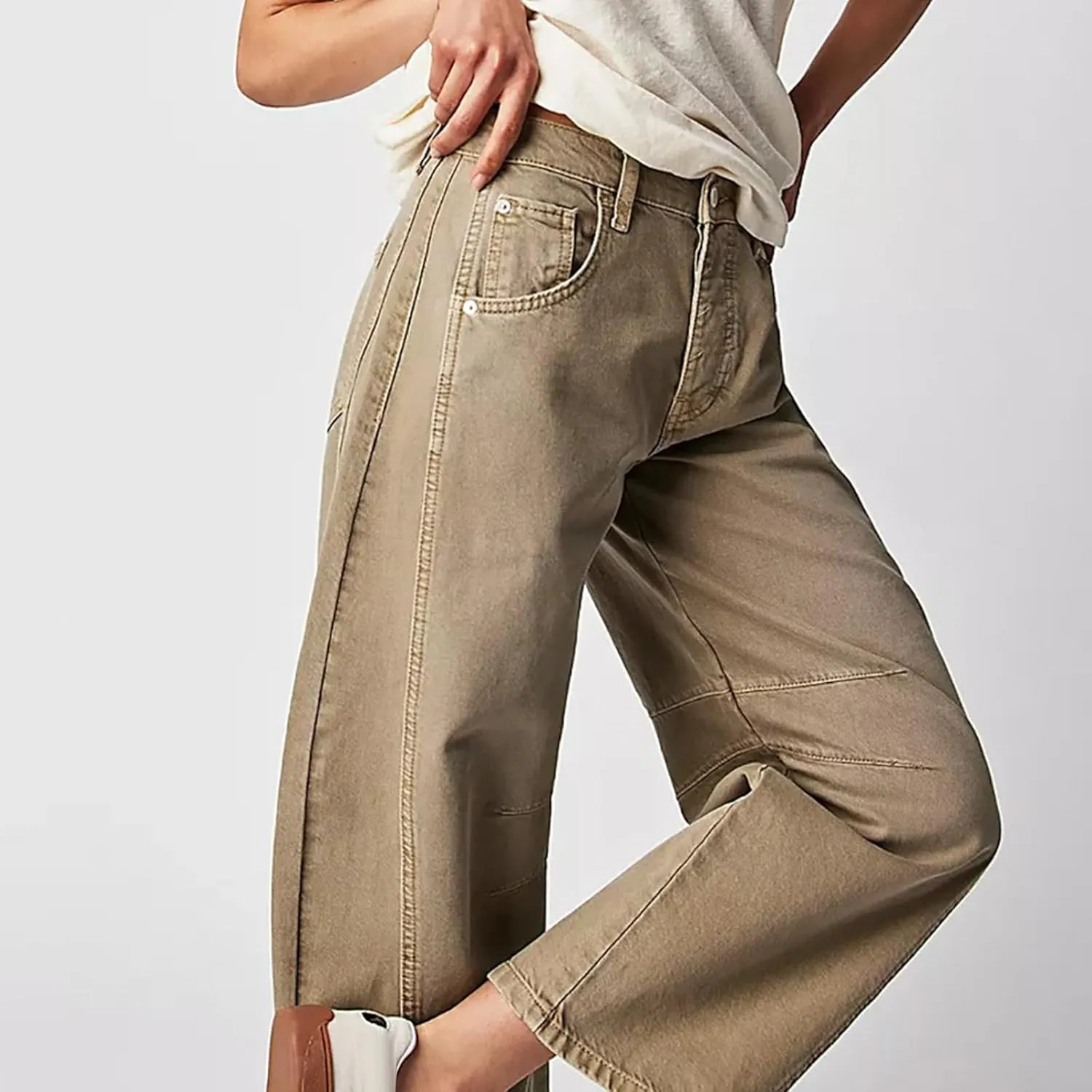 Barrel Jeans for Women Stretchy Trendy High Waisted Baggy Denim Trouser Y2K Wide Leg Boyfriend Streetwear Ankle Pants