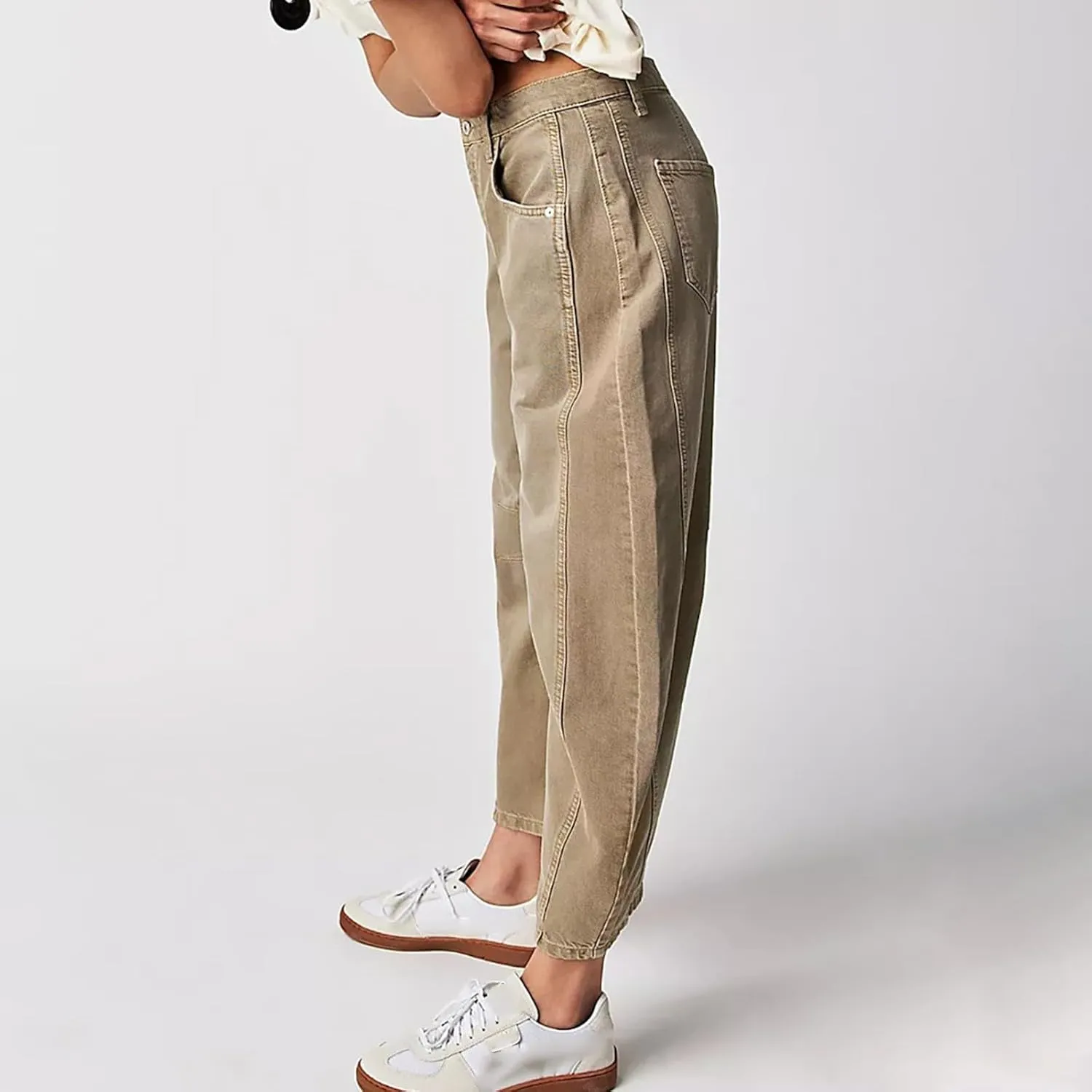 Barrel Jeans for Women Stretchy Trendy High Waisted Baggy Denim Trouser Y2K Wide Leg Boyfriend Streetwear Ankle Pants