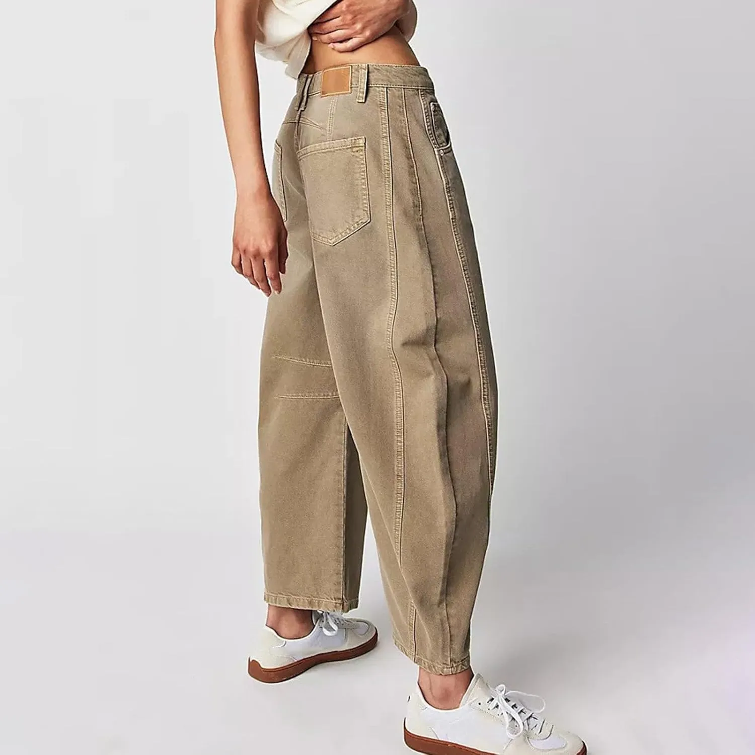 Barrel Jeans for Women Stretchy Trendy High Waisted Baggy Denim Trouser Y2K Wide Leg Boyfriend Streetwear Ankle Pants