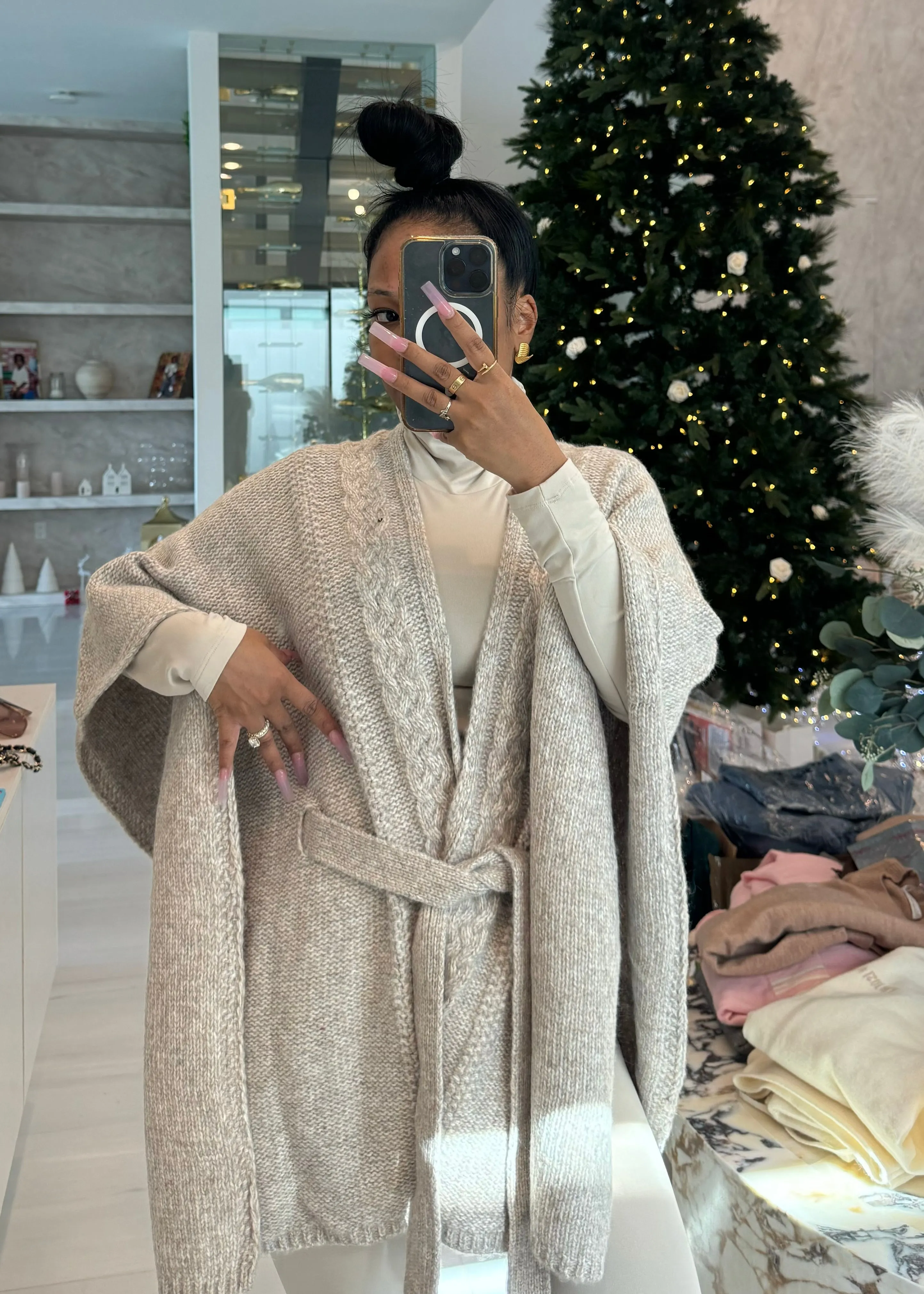 Basket Knit Poncho set