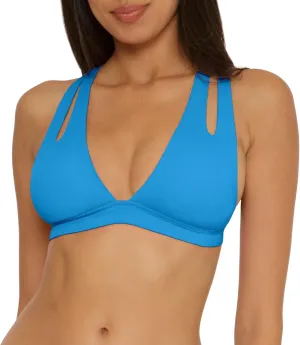 BECCA Women's Color Prism Halter Bikini Top, Adjustable, Tie Back, Swimwear Separates