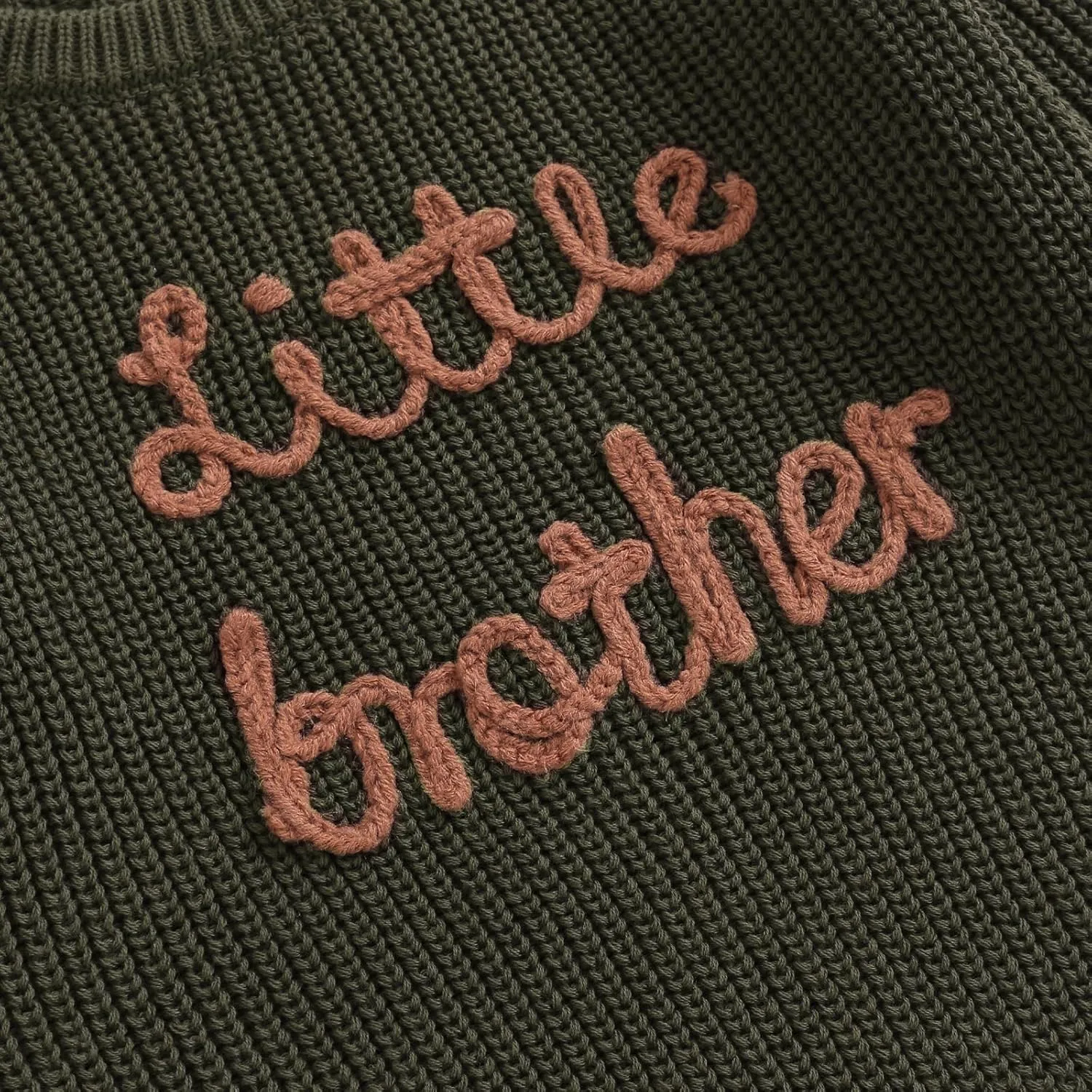 Big Brother Little Brother Matching Outfits Letter Embroidery Knit Sweater Shirt Baby Boy Winter Warm Clothes