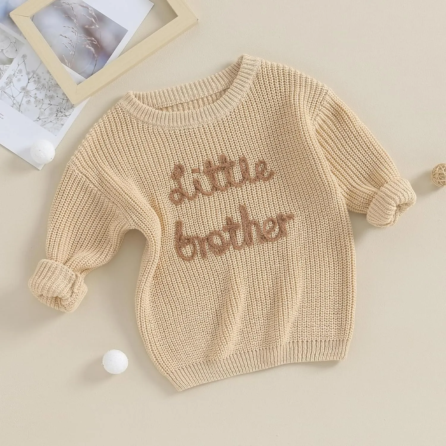 Big Brother Little Brother Matching Outfits Letter Embroidery Knit Sweater Shirt Baby Boy Winter Warm Clothes