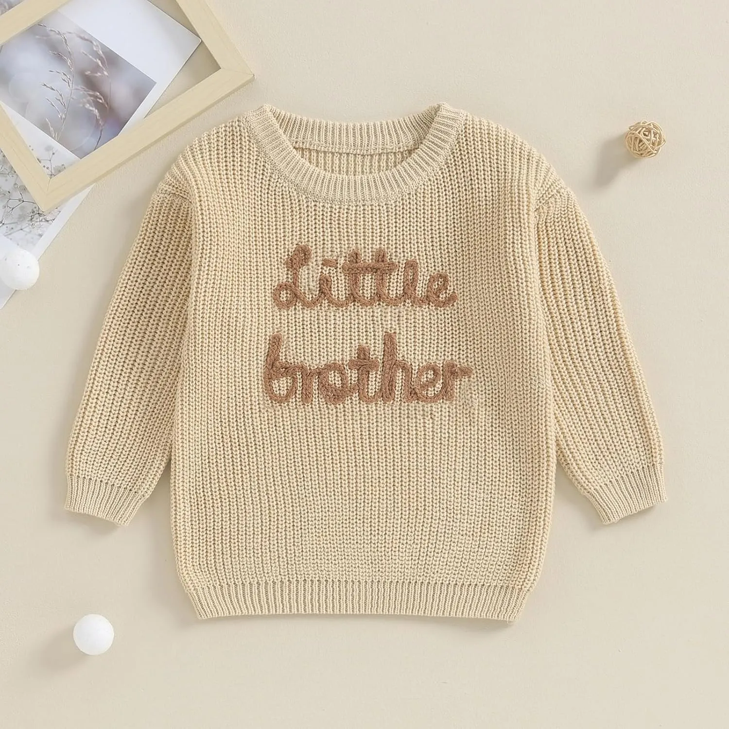 Big Brother Little Brother Matching Outfits Letter Embroidery Knit Sweater Shirt Baby Boy Winter Warm Clothes