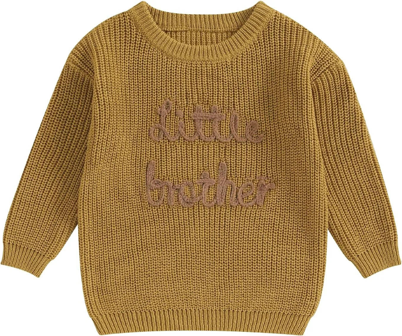 Big Brother Little Brother Matching Sweaters Baby Boy Letter Embroidery Crew Neck Long Sleeve Knitted Pullovers