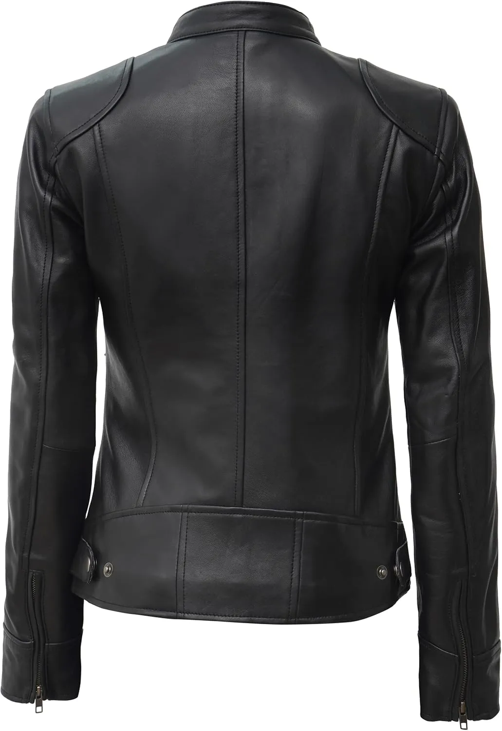 Blingsoul Real Leather Jacket Women - Cafe Racer Style Womens Leather Jackets
