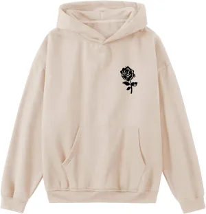 Bobeutou Oversized Graphic Hoodies for Men Rose Print Hoodie Vintage Fleece Hooded Sweatshirt Trendy Pocket Pullover Top