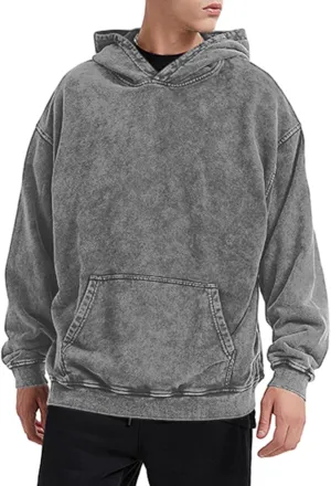 Bobeutou Oversized Hoodie Men Vintage Cotton Casual Hooded Sweatshirt Trendy Baggy Basic Hoodies Retro Pullover Streetwear