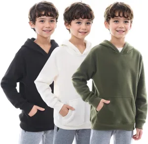 Boys Athletic Hoodie Sweatshirt, 3 Pk Fleece Long Sleeve Kids Pullover Hoodies boy&girl Size 6-20