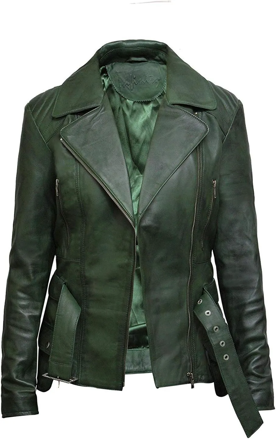 BRANDSLOCK Womens Classic Leather Biker Jacket Genuine Skin