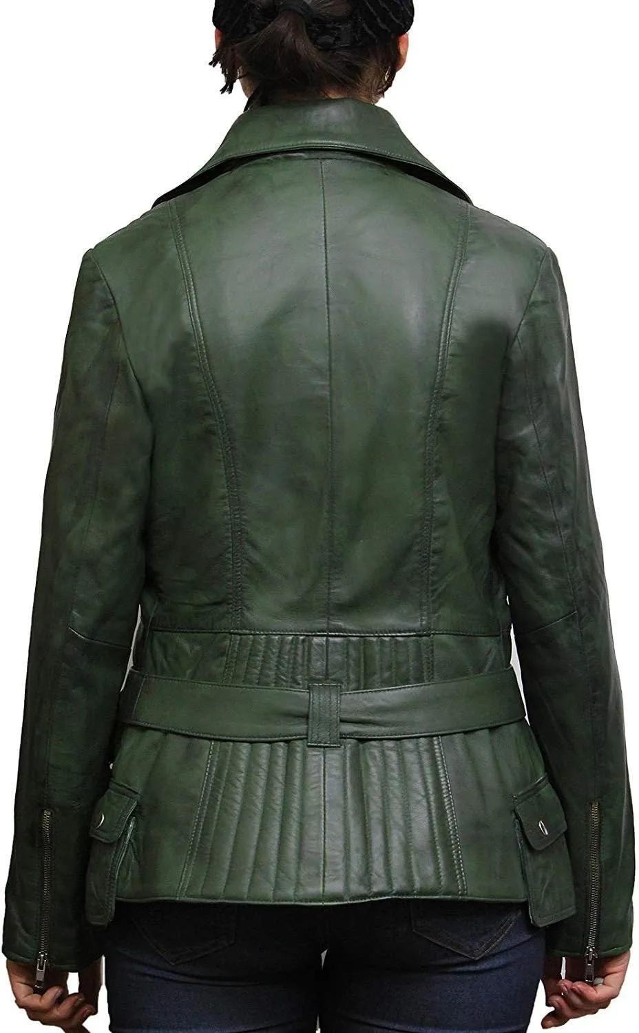 BRANDSLOCK Womens Classic Leather Biker Jacket Genuine Skin