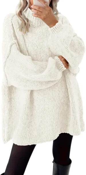 BTFBM Women's Long Pullover Sweaters 2025 Fall Winter Mock Neck Long Sleeve Thick Oversized Casual Knitted Jumper Tops