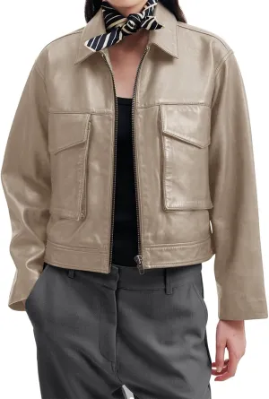 BZB Womens Faux Leather Motorcycle Jacket 2025 Trendy Pockets Bomber Zip Up Cropped Jackets Coat Outerwear