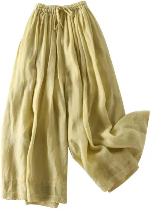 BZGTZT Women's Summer Wide Leg Pants Fashion Solid Straight Trousers Loose Home Casual Trousers Mid Waist Tie Palazzo Pants