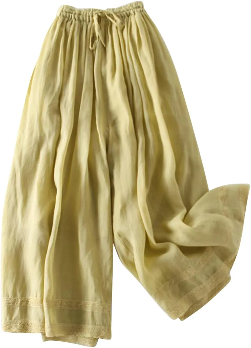 BZGTZT Women's Summer Wide Leg Pants Fashion Solid Straight Trousers Loose Home Casual Trousers Mid Waist Tie Palazzo Pants