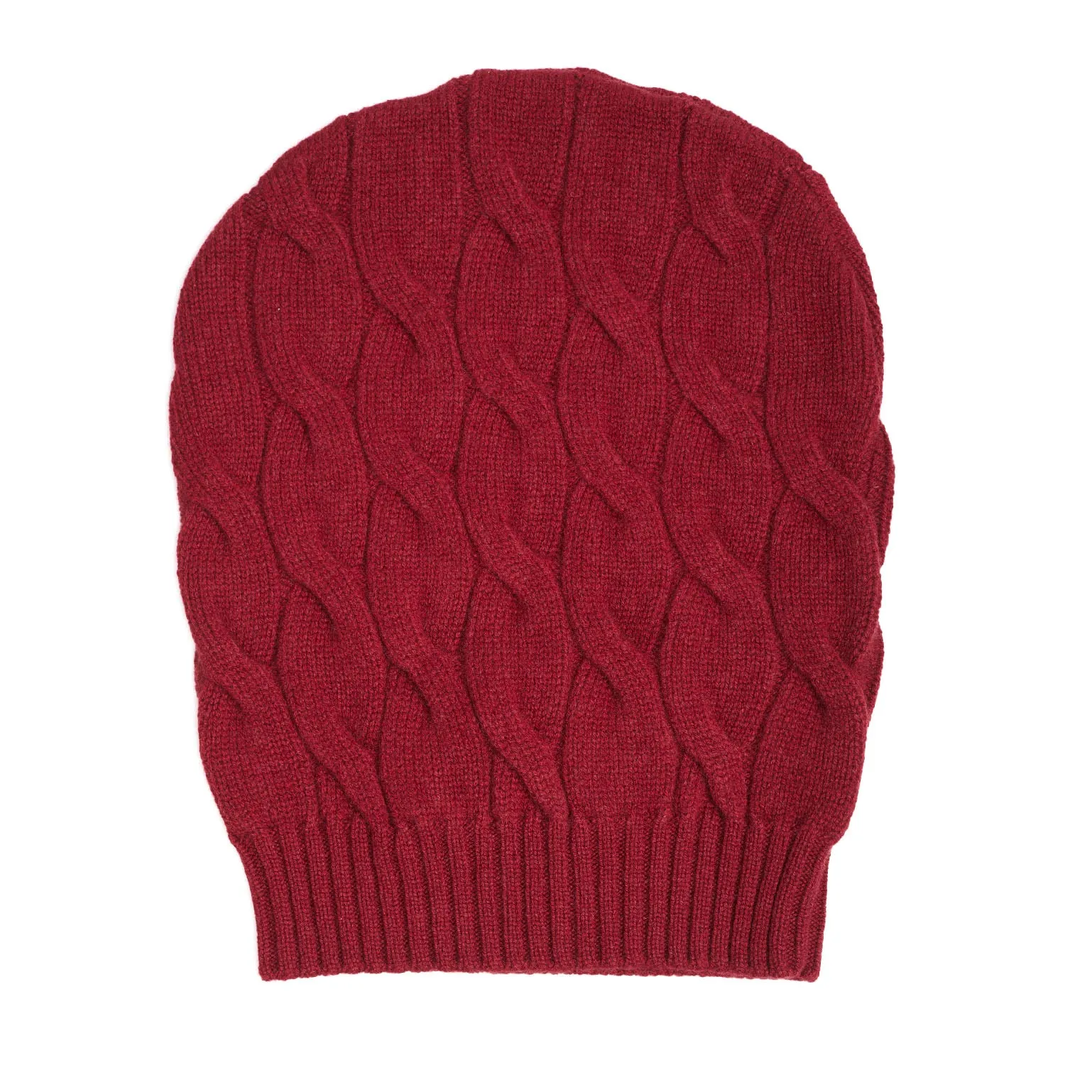CABLE-KNIT BURGUNDY HAT