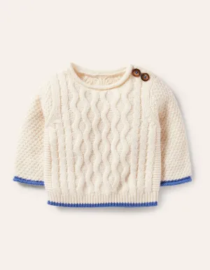 Cable Knitted Jumper-Ecru Marl