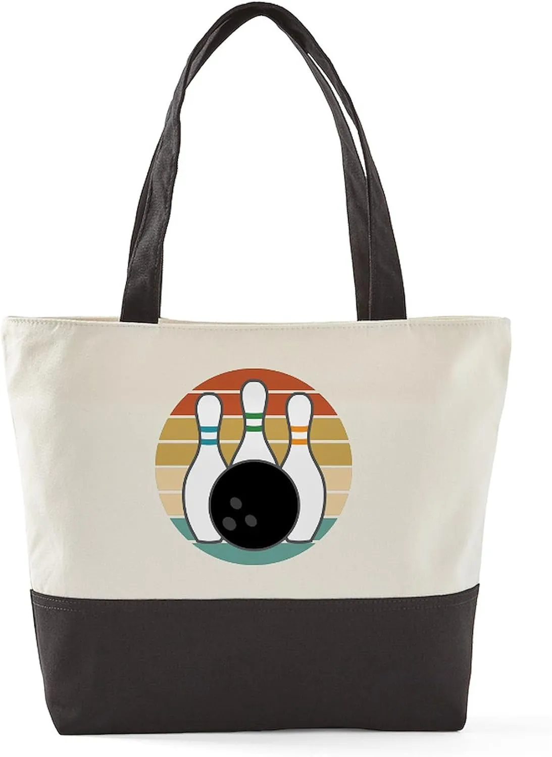CafePress Bowling Retro Gift For Bowler Canvas Tote Top Zipper Closure