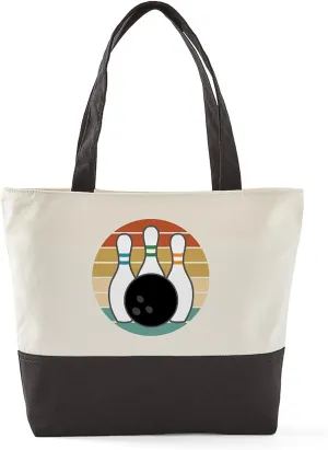 CafePress Bowling Retro Gift For Bowler Canvas Tote Top Zipper Closure