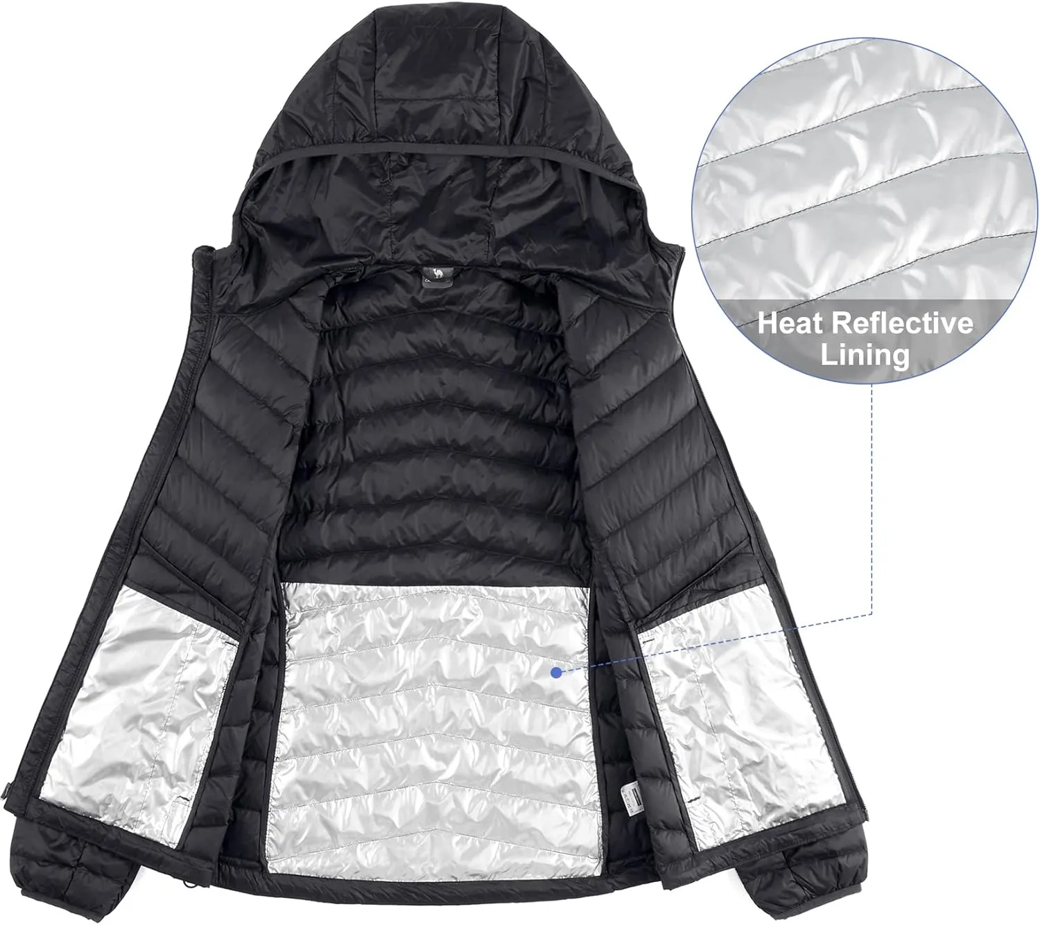 CAMEL CROWN Women's Lightweight Hooded Down Jacket Packable Puffer Insulated Coats
